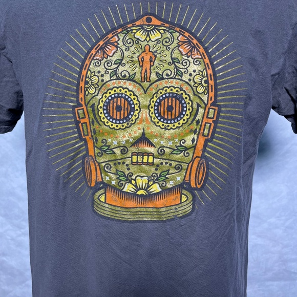 Mens Disneyland Walt Disney Star Wars Day Of The Dead Sugar Skull C3PO Size M - Picture 2 of 6